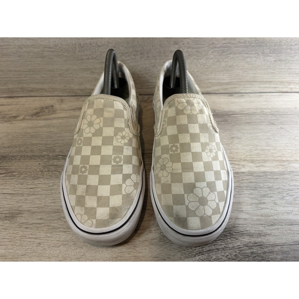 Vans Classic Floral Checkerboard Slip On Casual Shoes Mens 7.5 Womens 9 Beige - Picture 3 of 8